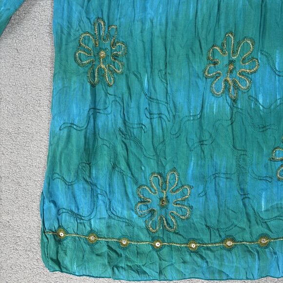 Krista Lee Womens Size M Blouse Crinkle Ombre Hippy Boho Gypsy Fairycore Peasant - Picture 3 of 13